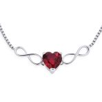 Romantic Dainty Red Heart Tennis Bracelet with Ruby Love Knot Infinity Design - Image 2