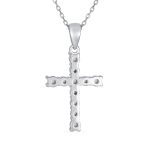 Traditional Bridal Necklace White Opal Cross Pendant Silver October Birthstone - Image 2