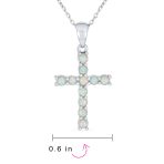 Traditional Bridal Necklace White Opal Cross Pendant Silver October Birthstone - Image 4