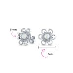 White Freshwater Cultured Pearl Daisy Flower Stud Earrings .925 Sterling Silver - Image 4