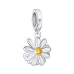 White Sunflower Daisy Charm Bead 14K Gold Plated Sterling Silver for Bracelets