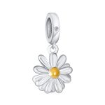 White Sunflower Daisy Charm Bead 14K Gold Plated Sterling Silver for Bracelets