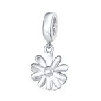 White Sunflower Daisy Charm Bead 14K Gold Plated Sterling Silver for Bracelets - Image 2