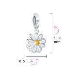 White Sunflower Daisy Charm Bead 14K Gold Plated Sterling Silver for Bracelets - Image 4