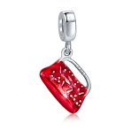 Set of 2 Fashion Crystal Black Dress Red Clutch Purse Dangle Charm Bead Silver - Image 2