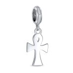 Egyptian Ankh Cross Dangle Charm Bead in Oxidized Sterling Silver for Bracelets - Image 2