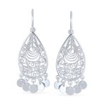 Bali Boho Style Teardrop Dangling Coins Statement Earrings Sterling Silver - Image 2