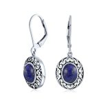 3CT Gemstone Oval Bezel Set Lever Back Dangle Earrings Sterling Silver