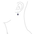 3CT Gemstone Oval Bezel Set Lever Back Dangle Earrings Sterling Silver - Image 11