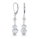 Bridal Clear Rondelle Crystal Dangle Earrings Leverback