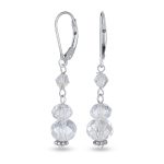 Bridal Clear Rondelle Crystal Dangle Earrings Leverback