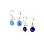 Set of 2 Spiritual Protection Nazar Evil Eye Dangle Earrings Sterling Silver - Image 2