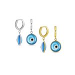 Set of 2 Protection Blue Nazar Evil Eye Dangle Earrings