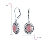 3CT Gemstone Oval Bezel Set Lever Back Dangle Earrings Sterling Silver - Image 19