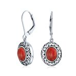 3CT Gemstone Oval Bezel Set Lever Back Dangle Earrings Sterling Silver - Image 2