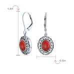 3CT Gemstone Oval Bezel Set Lever Back Dangle Earrings Sterling Silver - Image 17