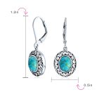 3CT Gemstone Oval Bezel Set Lever Back Dangle Earrings Sterling Silver - Image 20