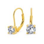 Classic Round 1CT CZ Solitaire Drop Stud Earrings .925 Sterling Silver Leverback - Image 8