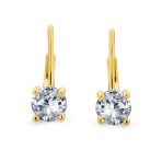 Classic Round 1CT CZ Solitaire Drop Stud Earrings .925 Sterling Silver Leverback - Image 16