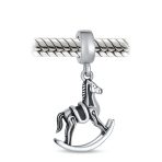 New Mother Dangle Charm Bead Rocking Horse Sterling Silver for European Bracelet - Image 2