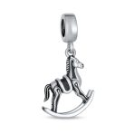 New Mother Dangle Charm Bead Rocking Horse Sterling Silver for European Bracelet