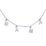 Choker Necklace with Dangling MAMA Charm for New Mothers Sterling Silver 16" - Image 2