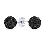 Elegant Glittering Pave Crystals Drop Ball Earrings 8MM - Image 3