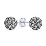 Elegant Glittering Pave Crystals Drop Ball Earrings 8MM - Image 2