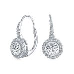 Bridal Prom CZ Rose Flower Bracelet & Rosette Drop Earrings Jewelry Set - Image 5