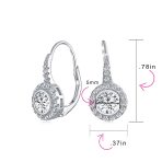 Art Deco Round Solitaire CZ Halo Disc Circlet Drop Earrings - Image 4