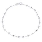 Petite 3MM Round Ball Bead Station Chain Anklet Ankle Bracelet Sterling Silver