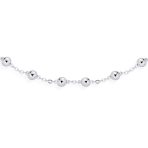 Petite 3MM Round Ball Bead Station Chain Anklet Ankle Bracelet Sterling Silver - Image 2