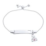 Petite Bear Charm Blank Name Identification ID Bolo Bracelet .925 Sterling Silver 5- 6" Adjustable