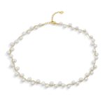 White Freshwater Cultured Baroque Pearl Strand Necklace Choker Adjustable