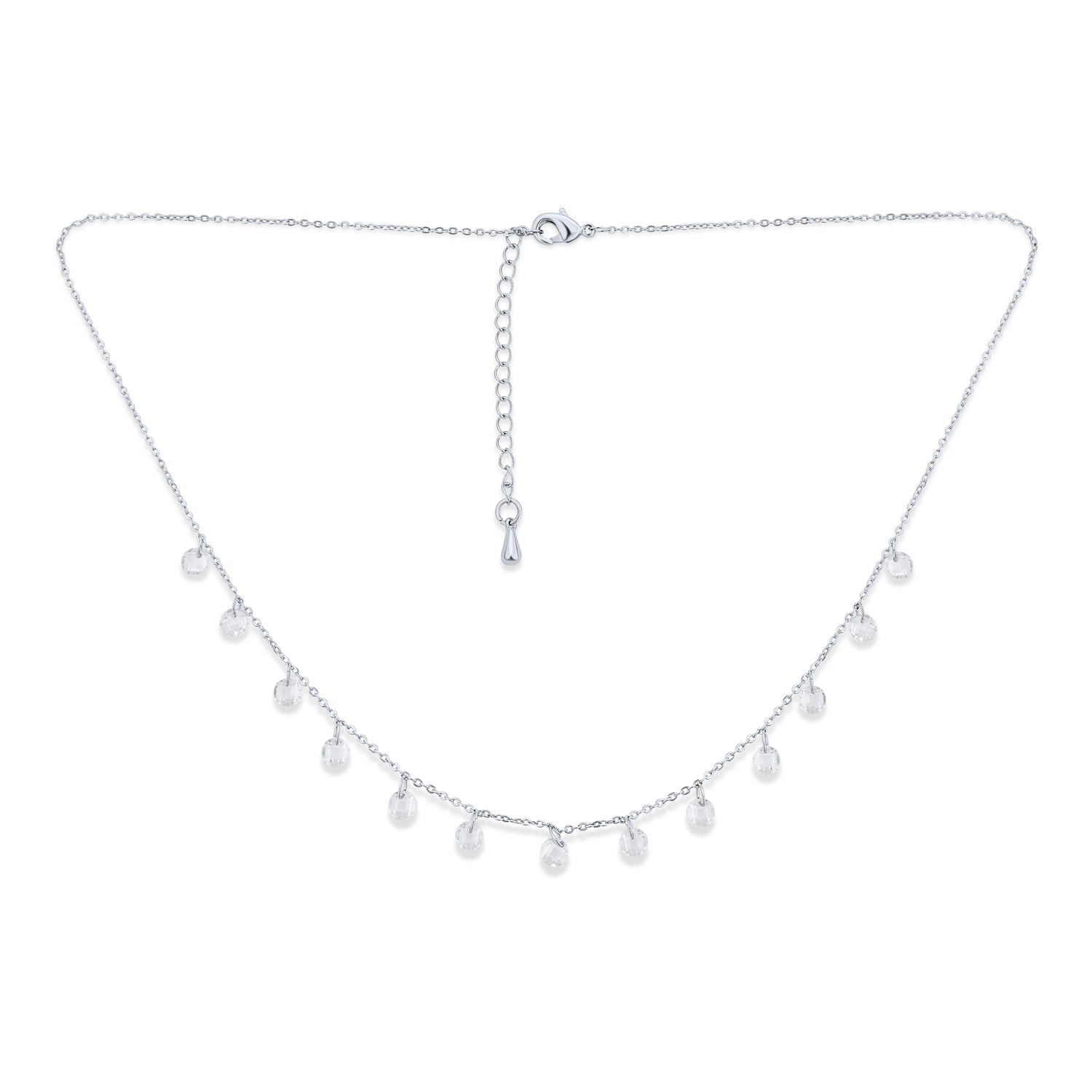 delicate-cocktail-party-crystal-choker_ag-nz-7760si_1 Simple Delicate Cocktail Fashion Crystal Thin Choker Necklace Adjustable - Image 1