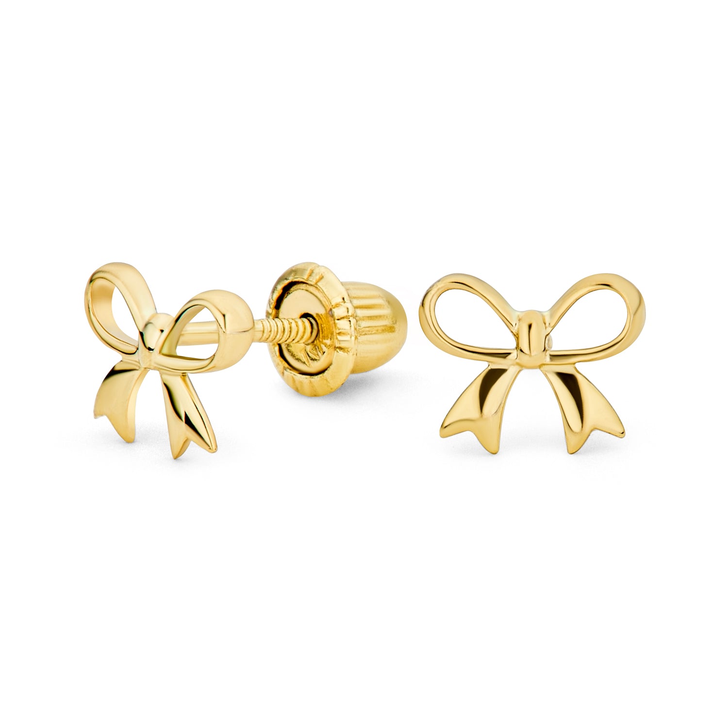 delicate-dainty-tiny-bow-studs-gio-fe3676_1 Dainty 14K Yellow Gold Mini Bow Stud Earrings Screwback - Image 1