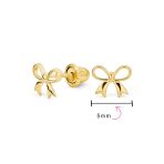 Dainty 14K Yellow Gold Mini Bow Stud Earrings Screwback - Image 4