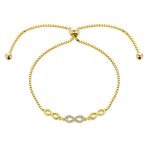 Delicate Chain Link Bracelet Love Knot Trio Infinity Bolo 14K Gold Plated Silver - Image 2