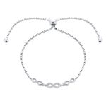 Delicate Chain Link Bracelet Love Knot Trio Infinity Bolo 14K Gold Plated Silver
