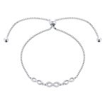 Set of 2 Butterfly & Love Knot CZ Bolo Bracelet Set Sterling Silver Adjustable - Image 3