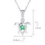Nautical Plumeria Flower Blue Opal Sea Turtle Pendant Necklace Sterling Silver - Image 6