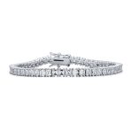 Cubic Zirconia Square CZ Channel Set Asscher Cut Tennis Bracelet s Prom Brass