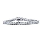 Cubic Zirconia Square CZ Channel Set Asscher Cut Tennis Bracelet s Prom Brass