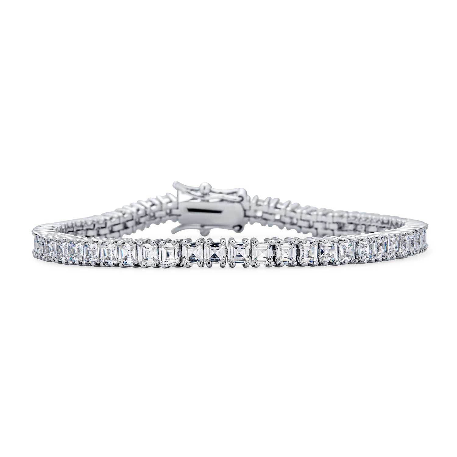 delicate-silver-bracelet-tennis-slender-cz_v-b31069b_1 Cubic Zirconia Square CZ Channel Set Asscher Cut Tennis Bracelet s Prom Brass - Image 1
