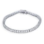 Cubic Zirconia Square CZ Channel Set Asscher Cut Tennis Bracelet s Prom Brass - Image 2