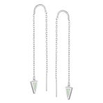 Delicate Arrow Triangle Gemstone Opal Inlay Dangle Gemstone Earrings Silver - Image 2
