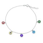 Protection Amulet Evil Eye Anklet Ankle Bracelet Sterling Silver 9-10 Inch