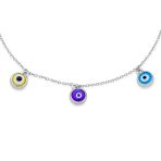 Protection Amulet Evil Eye Anklet Ankle Bracelet Sterling Silver 9-10 Inch - Image 2