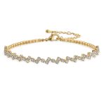 Thin Minimalist Chain Link Bracelet CZ Yellow Gold Plated - Image 2