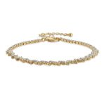 Thin Minimalist Chain Link Bracelet CZ Yellow Gold Plated - Image 3